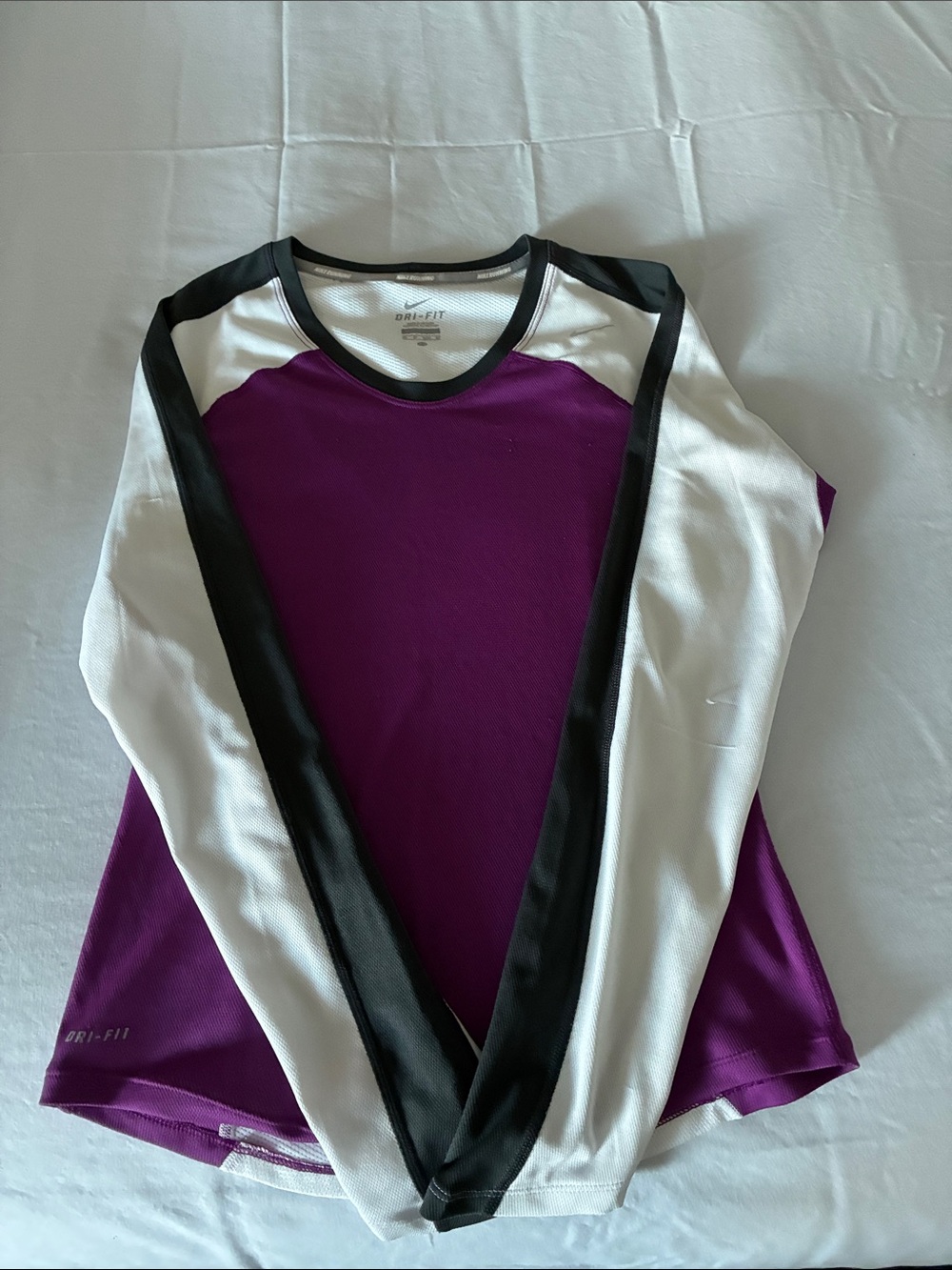 Nike Women's Long Sleeve Colorblock Top - Purple White Black